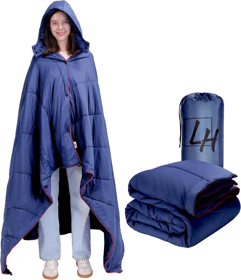 LH Outdoor Puffy Camping Blanket, Lightweight Down Alternative Puffy Waterproof Stadium Blanket with Portable Bag, Lightweight Camping Blanket for 2 People, Cold Weather, Sports, Travel, Car, 79*54 inch - Image 1